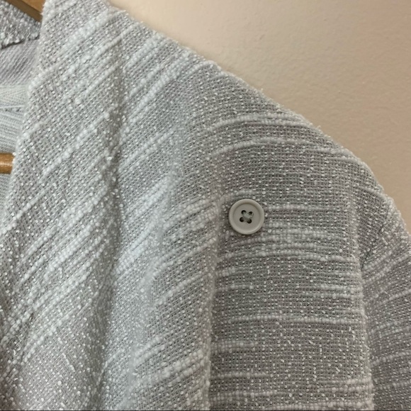 [Jack BB Dakota] Light Gray Open Front Fringe Long Sleeve Cardigan Sweater - Picture 6 of 9